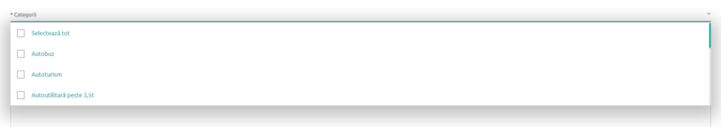 Lista categorii disponibile